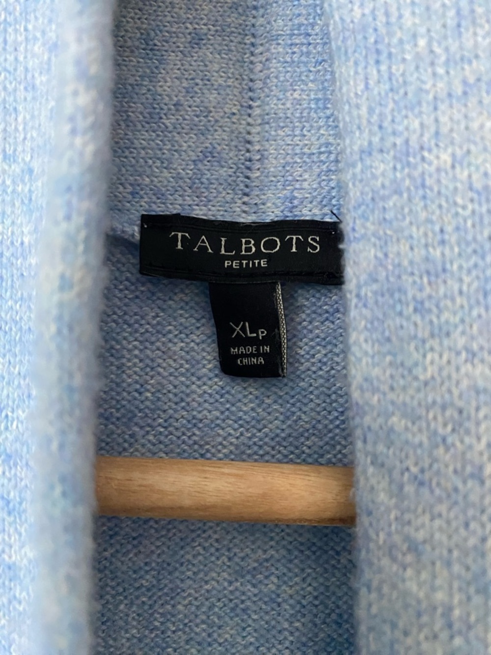 Talbots Heather Blue Long Sleeve Shawl Collar Cardigan Pockets Slits Petite XL - Picture 2 of 6